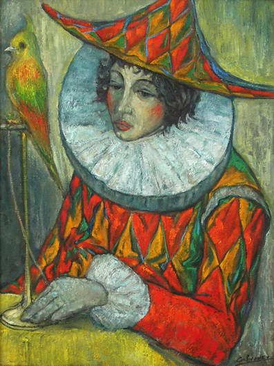 'Harlequin with a Parrot', Victor Savchenko