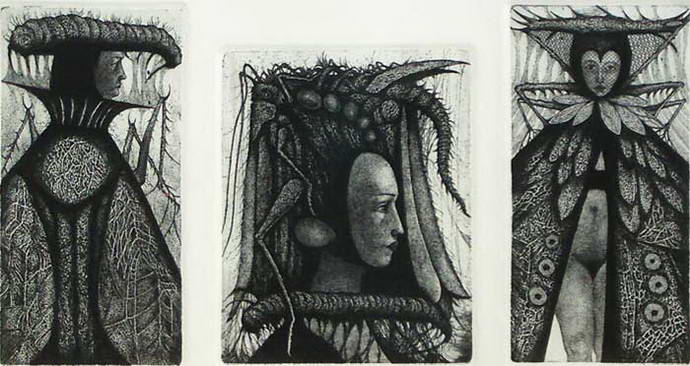 King / Locust Mask I / Queen (triptych), Victor Savchenko